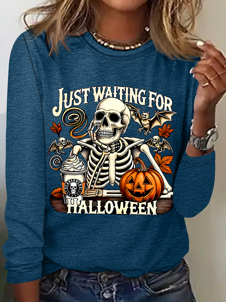 Women's Just Waiting for Halloween Long Sleeve T-Shirt