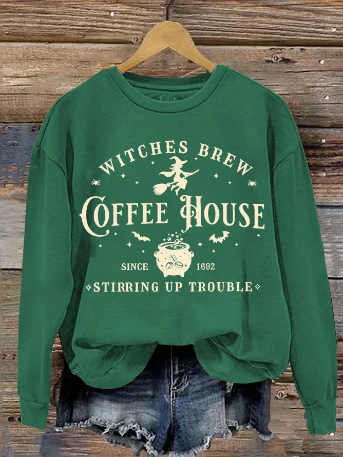 Women's Halloween Salem Witches Coffeea House Sweatshirt