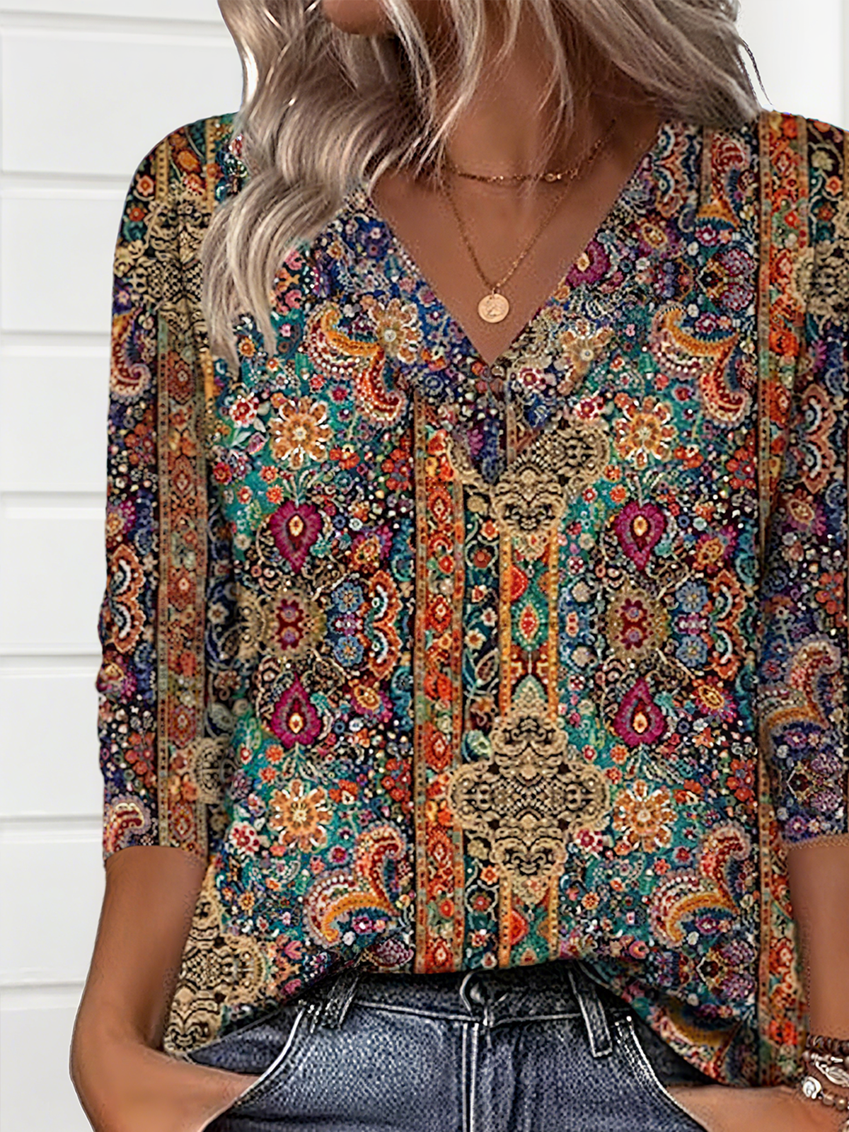 Casual Cotton Regular Fit V Neck T-Shirt