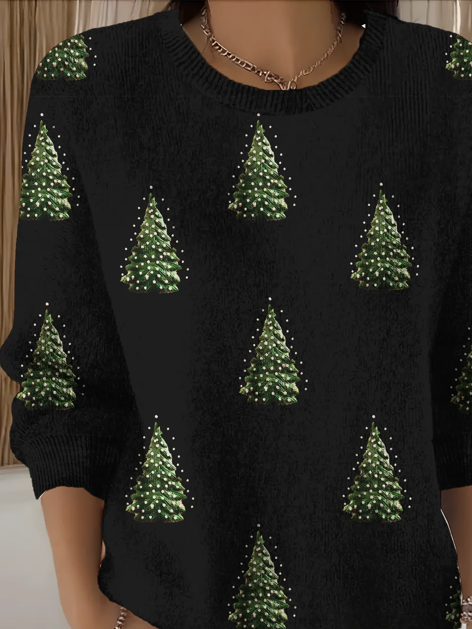 Women's Pullover Sweater Autumn and Winter Christmas Holiday Pattern Top