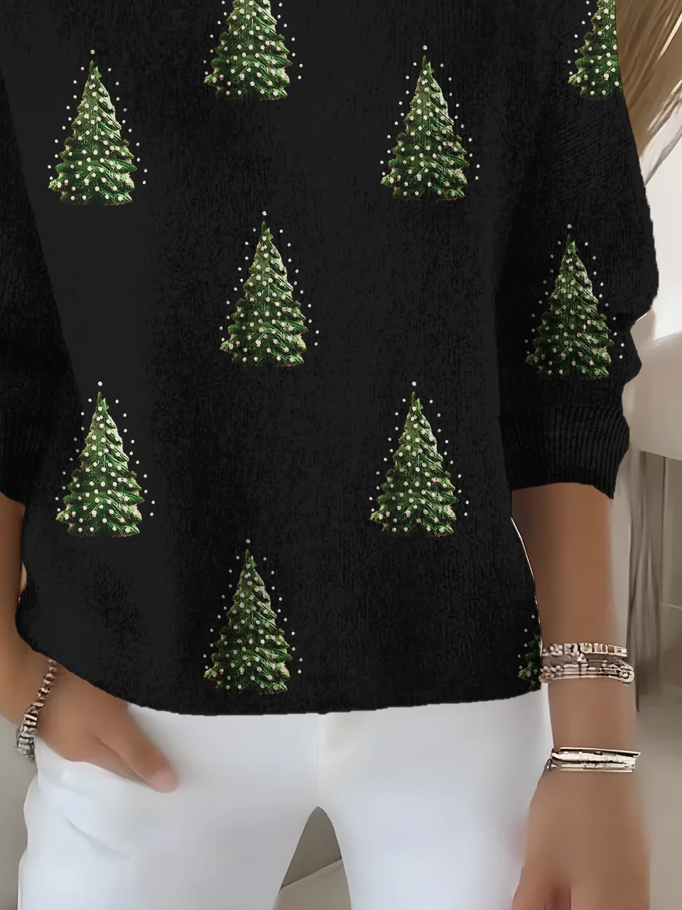 Women's Pullover Sweater Autumn and Winter Christmas Holiday Pattern Top