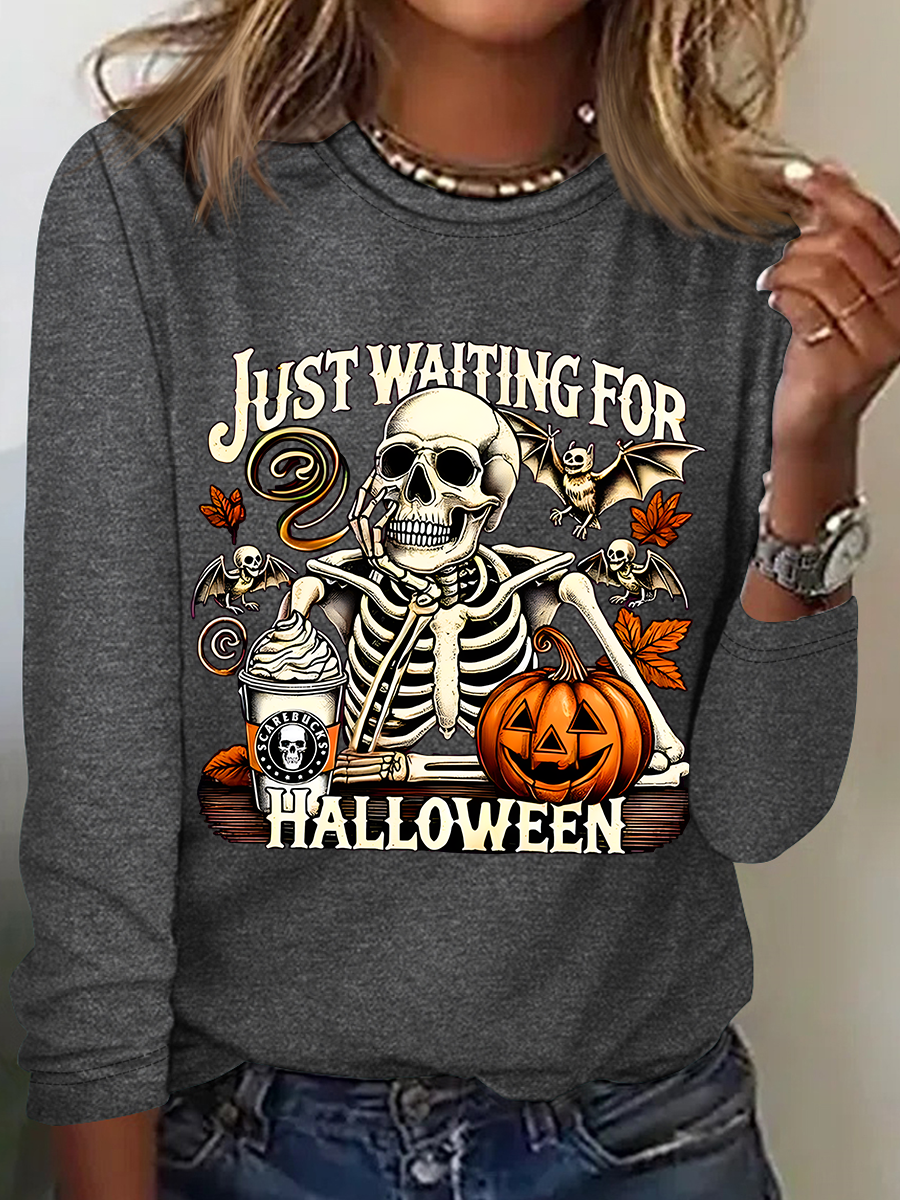 Women's Just Waiting for Halloween Long Sleeve T-Shirt