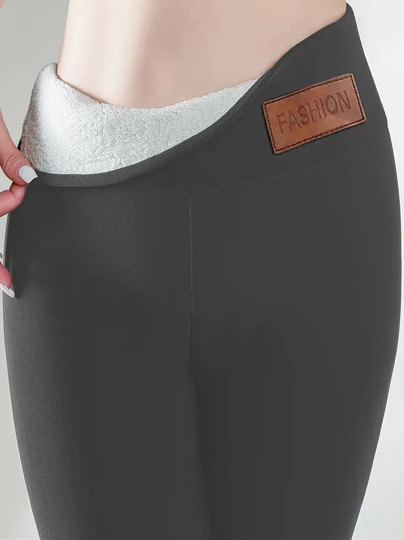 Four-Side Projectile Plain Regular Fit Casual Plush Four-way Stretch Tights Warm Pants Autumn And Winter Style Lambskin Thickened Stretch Leggings