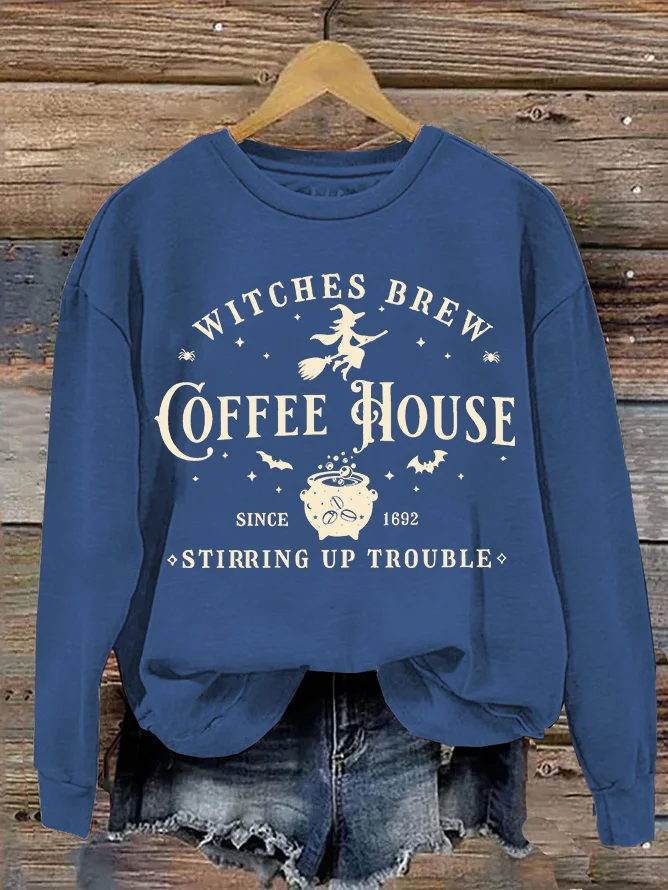 Women's Halloween Salem Witches Coffeea House Sweatshirt