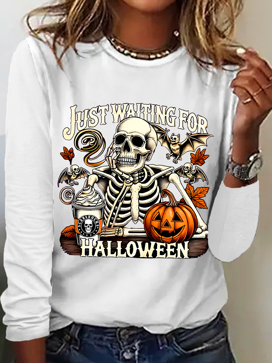 Women's Just Waiting for Halloween Long Sleeve T-Shirt