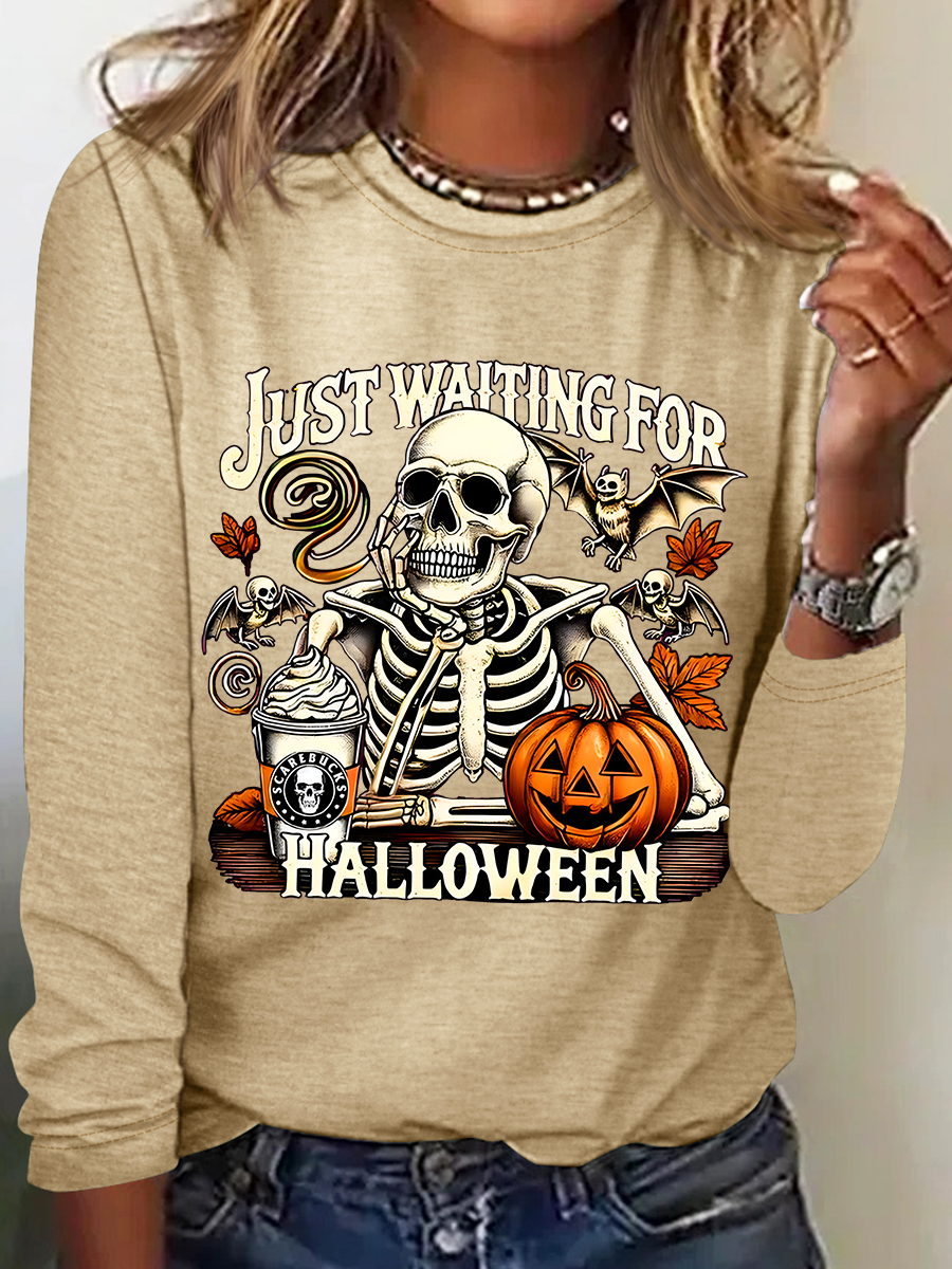Women's Just Waiting for Halloween Long Sleeve T-Shirt