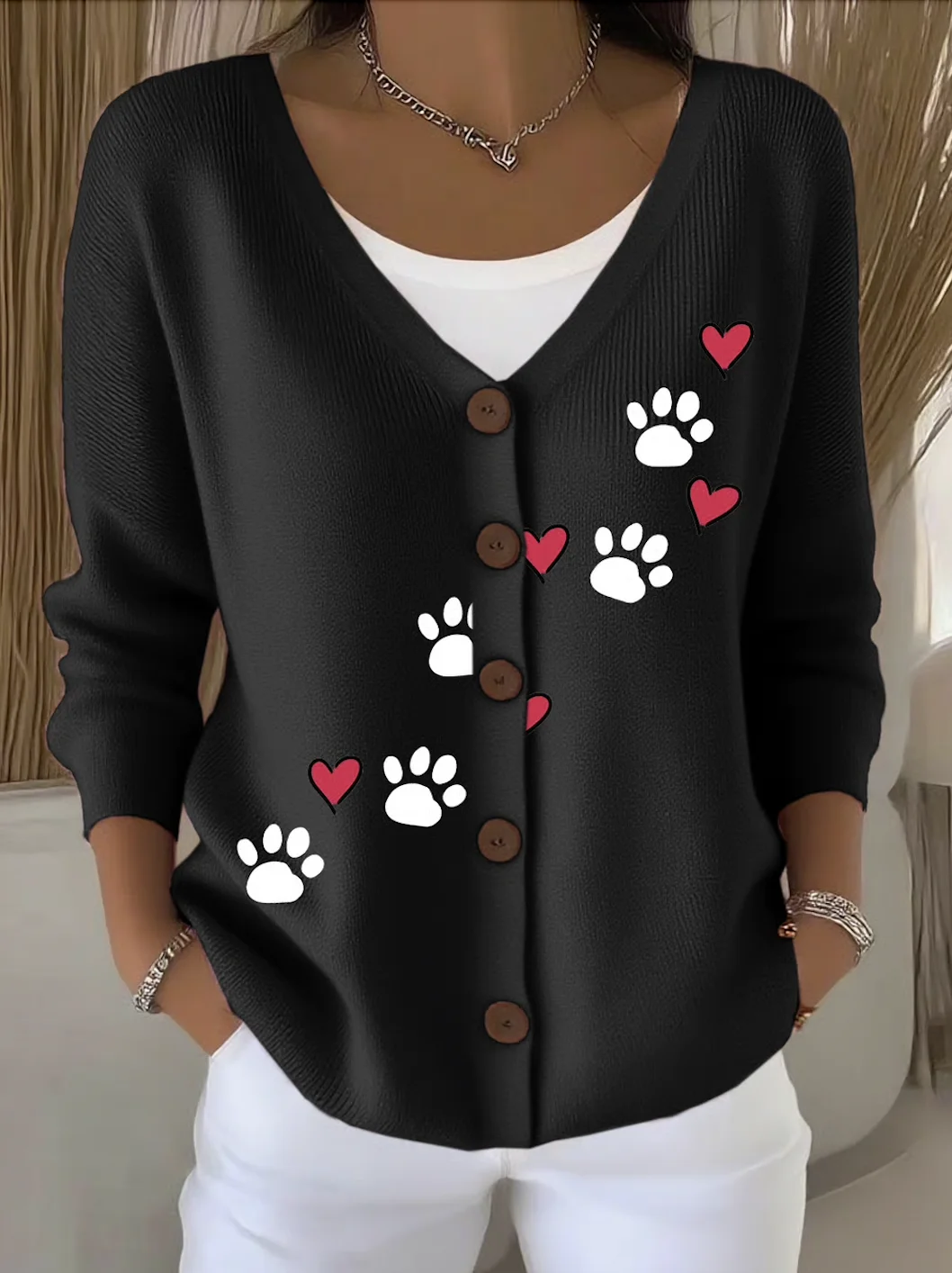 Regular Fit Cotton V Neck Casual Cardigan
