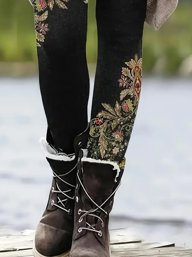 Casual Jersey Floral Tight Leggings