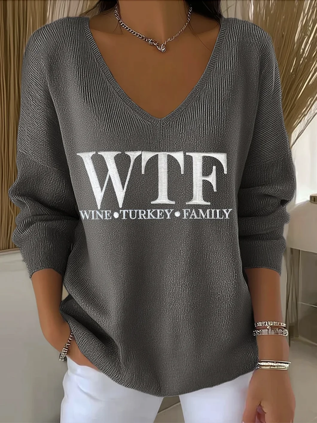 Casual V Neck Sweater