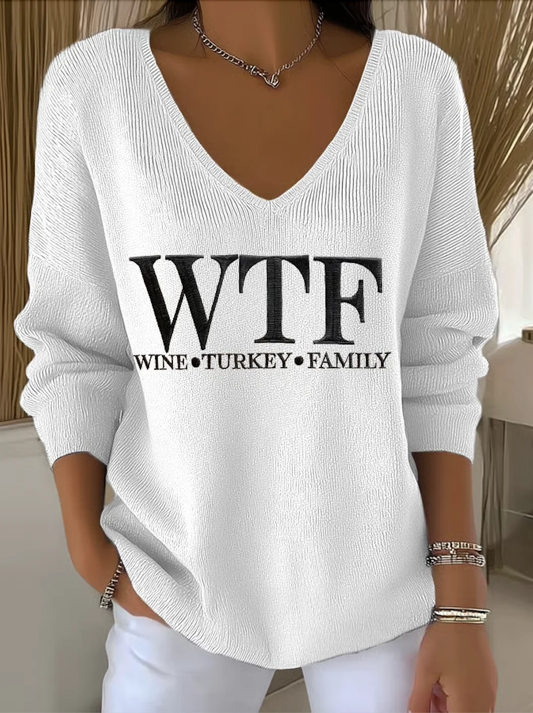 Casual V Neck Sweater