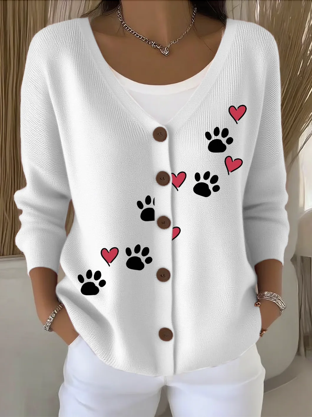 Regular Fit Cotton V Neck Casual Cardigan