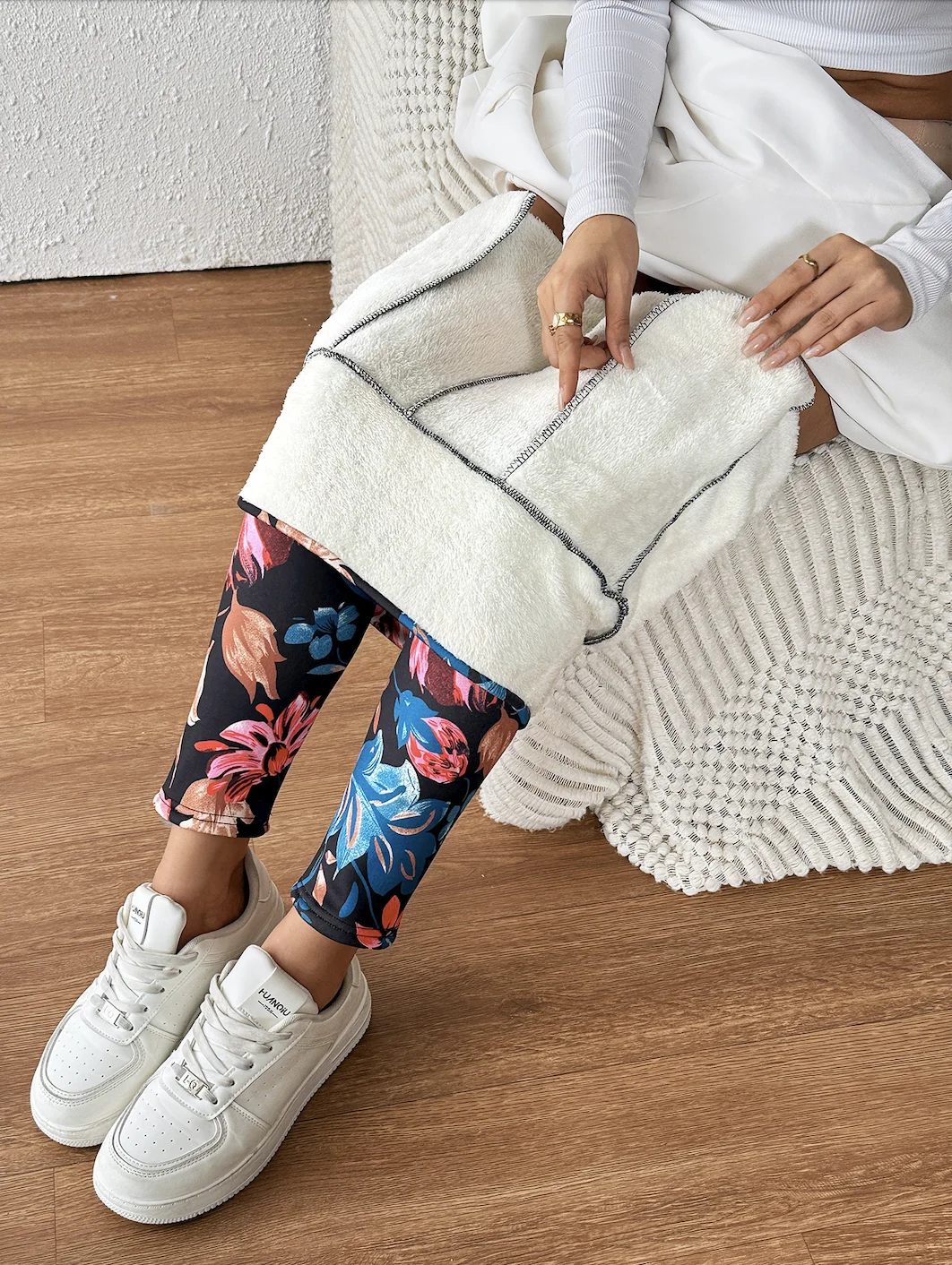 Cotton Floral Casual Tight Leggings