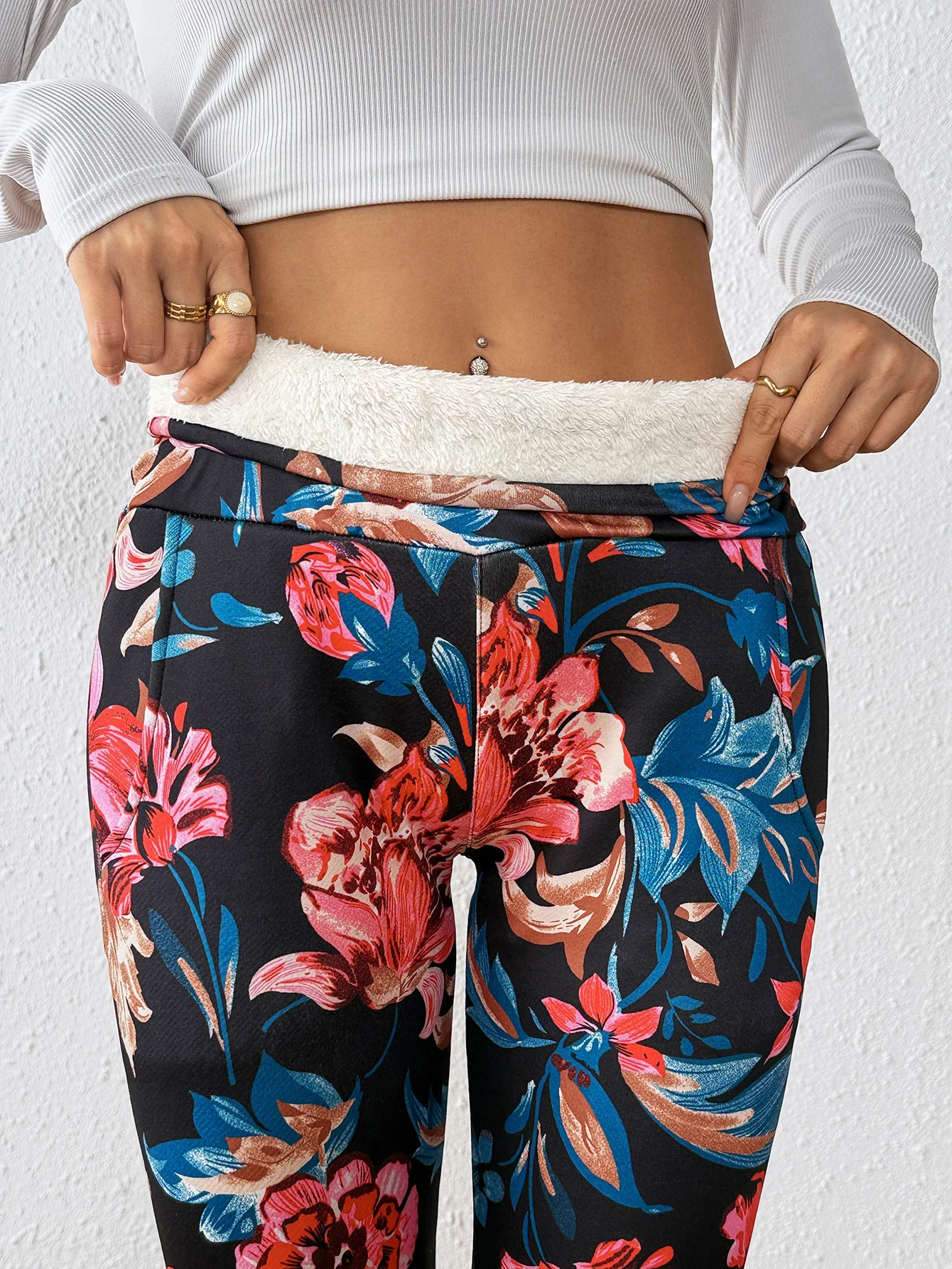 Cotton Floral Casual Tight Leggings