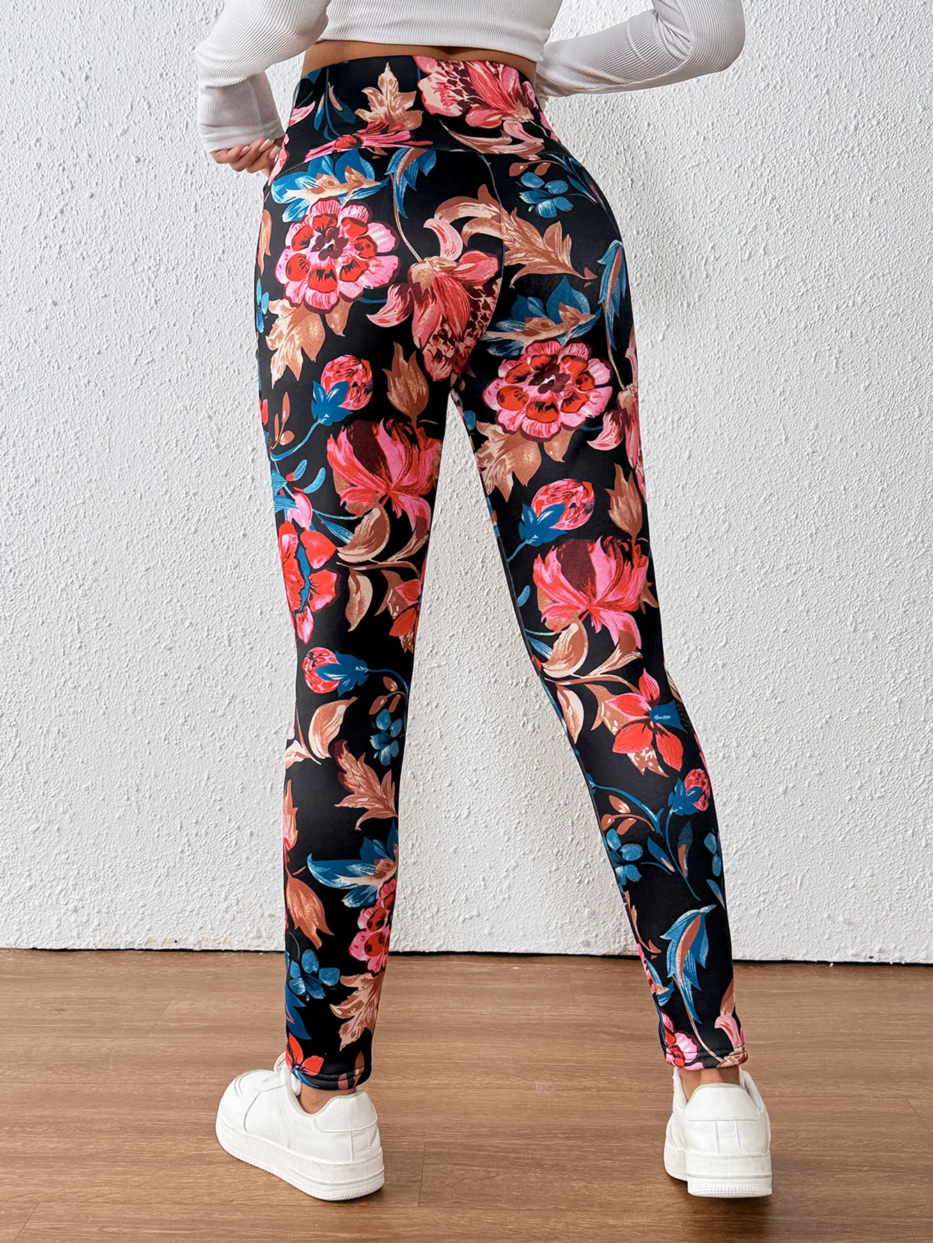 Cotton Floral Casual Tight Leggings