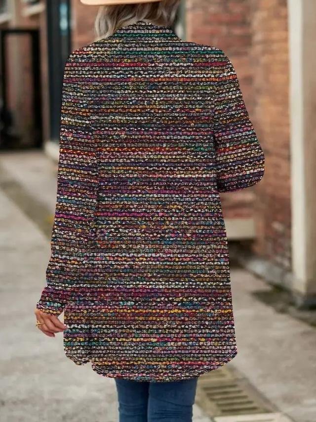 Women's Elegant Lightweight Cardigan Woven Textured Long Sleeve Jacket