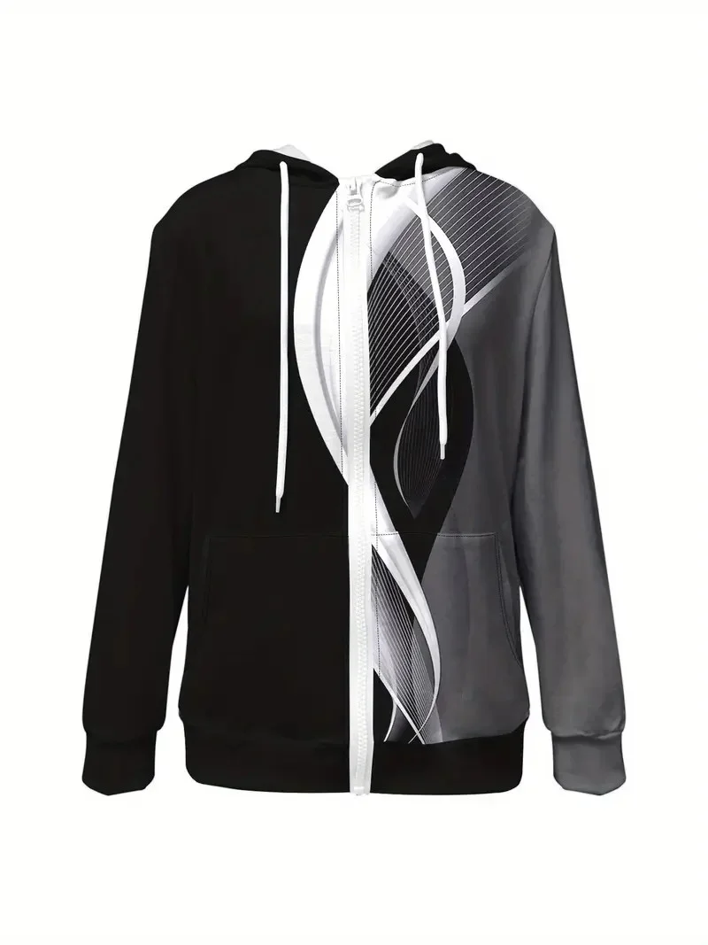 Casual Hoodie Geometric Loose Jacket