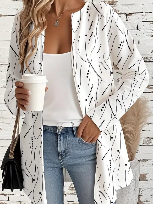 Loose Striped Crew Neck Casual Jacket