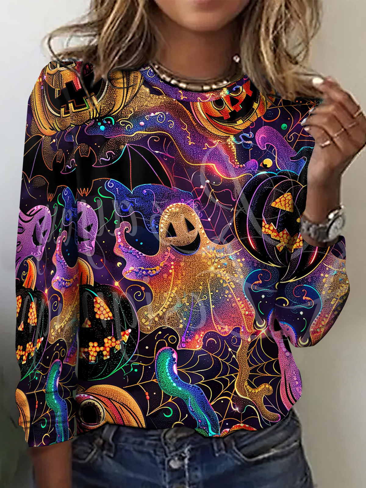 Cotton Casual Crew Neck Halloween T-Shirt