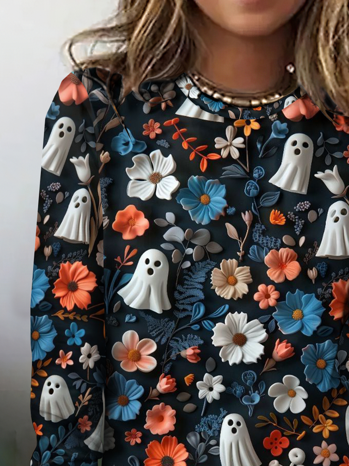 Cotton Halloween Crew Neck Vintage T-Shirt