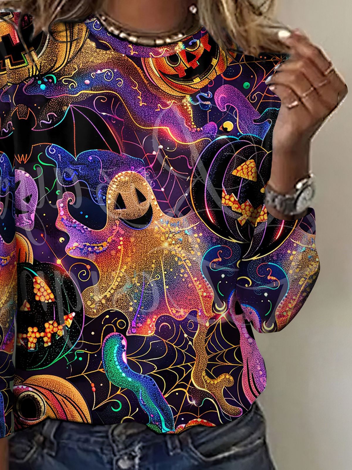 Cotton Casual Crew Neck Halloween T-Shirt