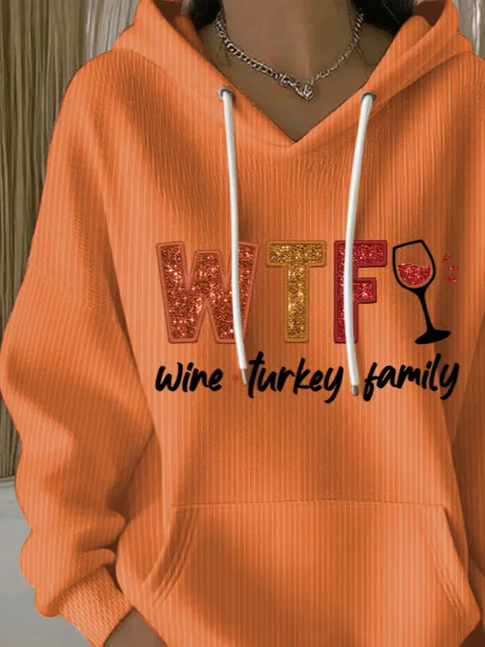 Women's Fall Thanksgiving Printed Hooded Sweatshirt