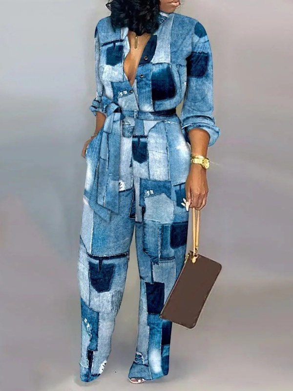 Women's H-Line Shirt Mock Neck Daily Going Out Casual Split Joint Plain Summer Long Jumpsuit Romper