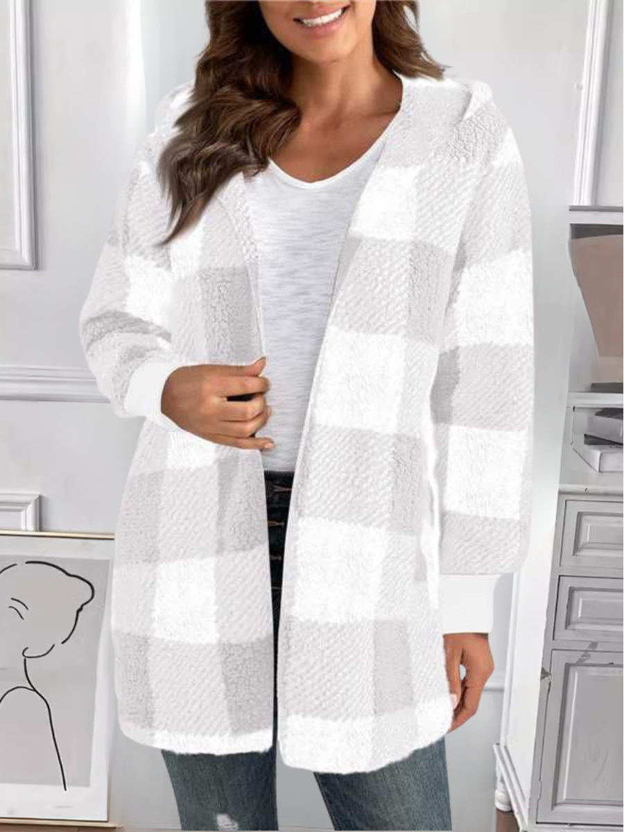 Plaid Urban Pocket Stitching Hooded Jacket