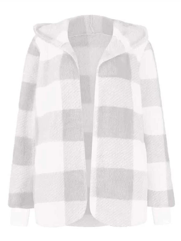 Plaid Urban Pocket Stitching Hooded Jacket