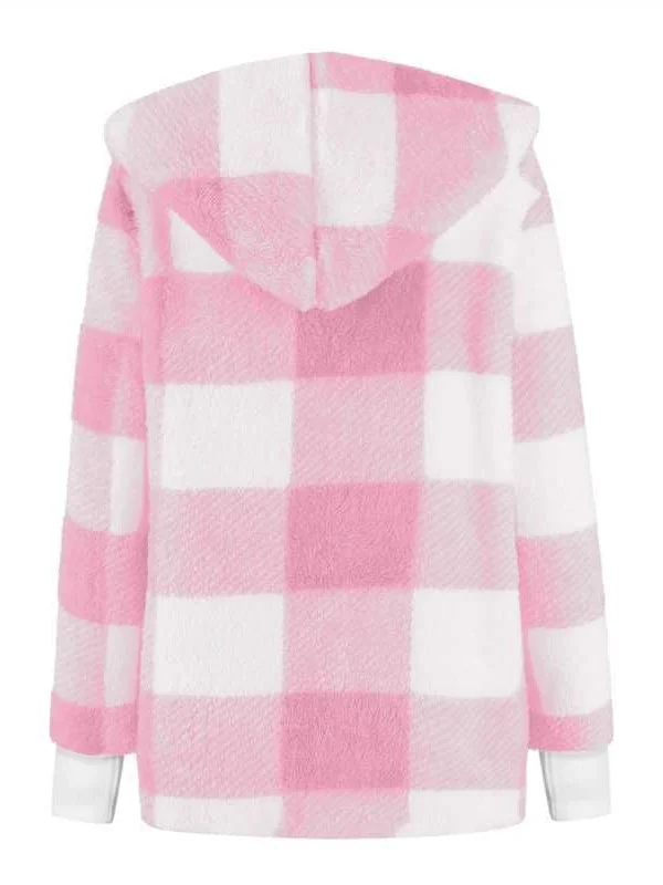 Plaid Urban Pocket Stitching Hooded Jacket