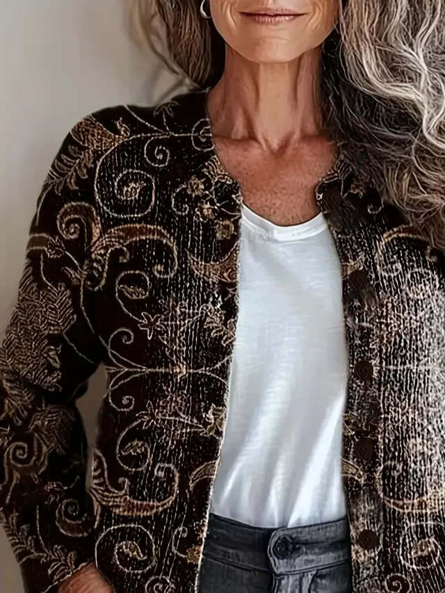 Floral Casual Crew Neck Cardigan