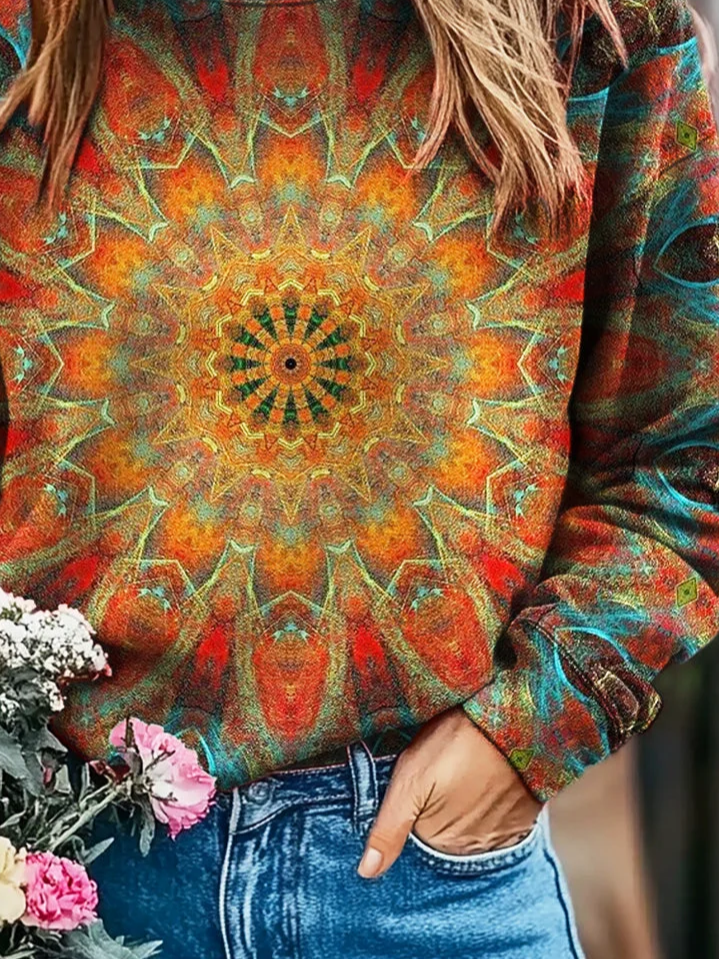 Loose Crew Neck Printing Casual Sweatshirt