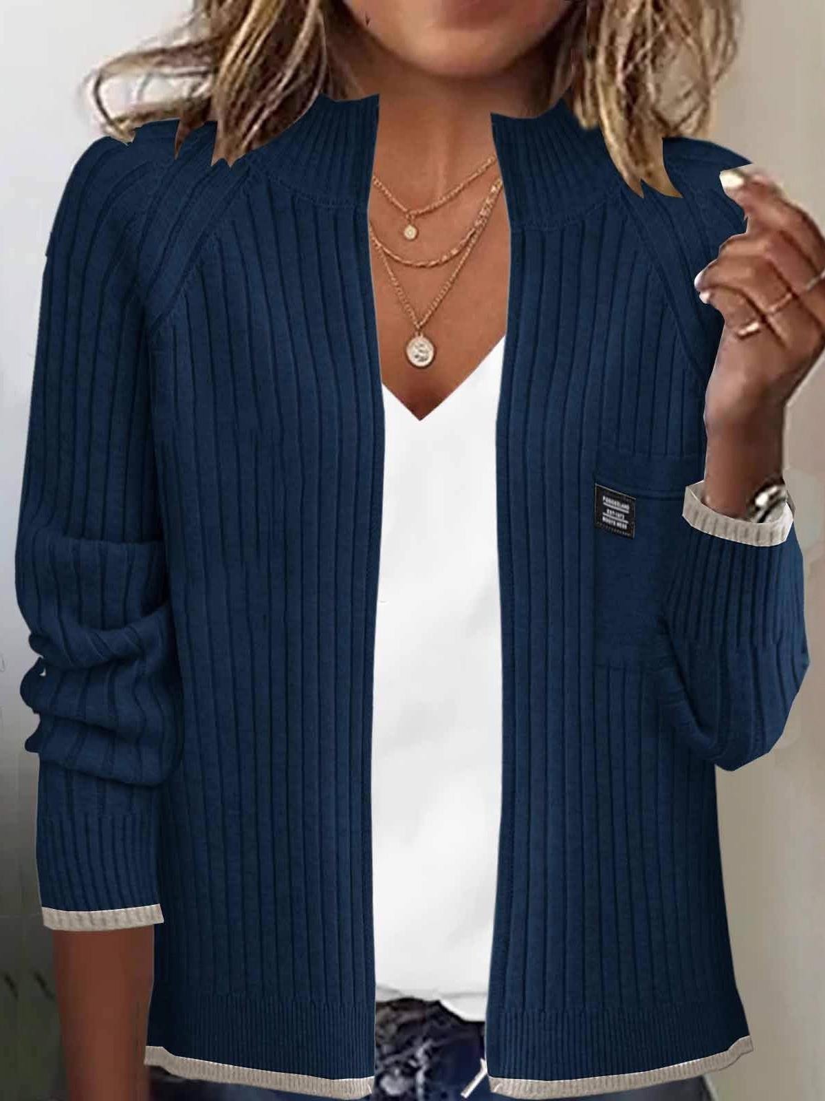 Women's Elegant Knitted Cardigan Jacket Long Sleeve Casual Zipper Sweater