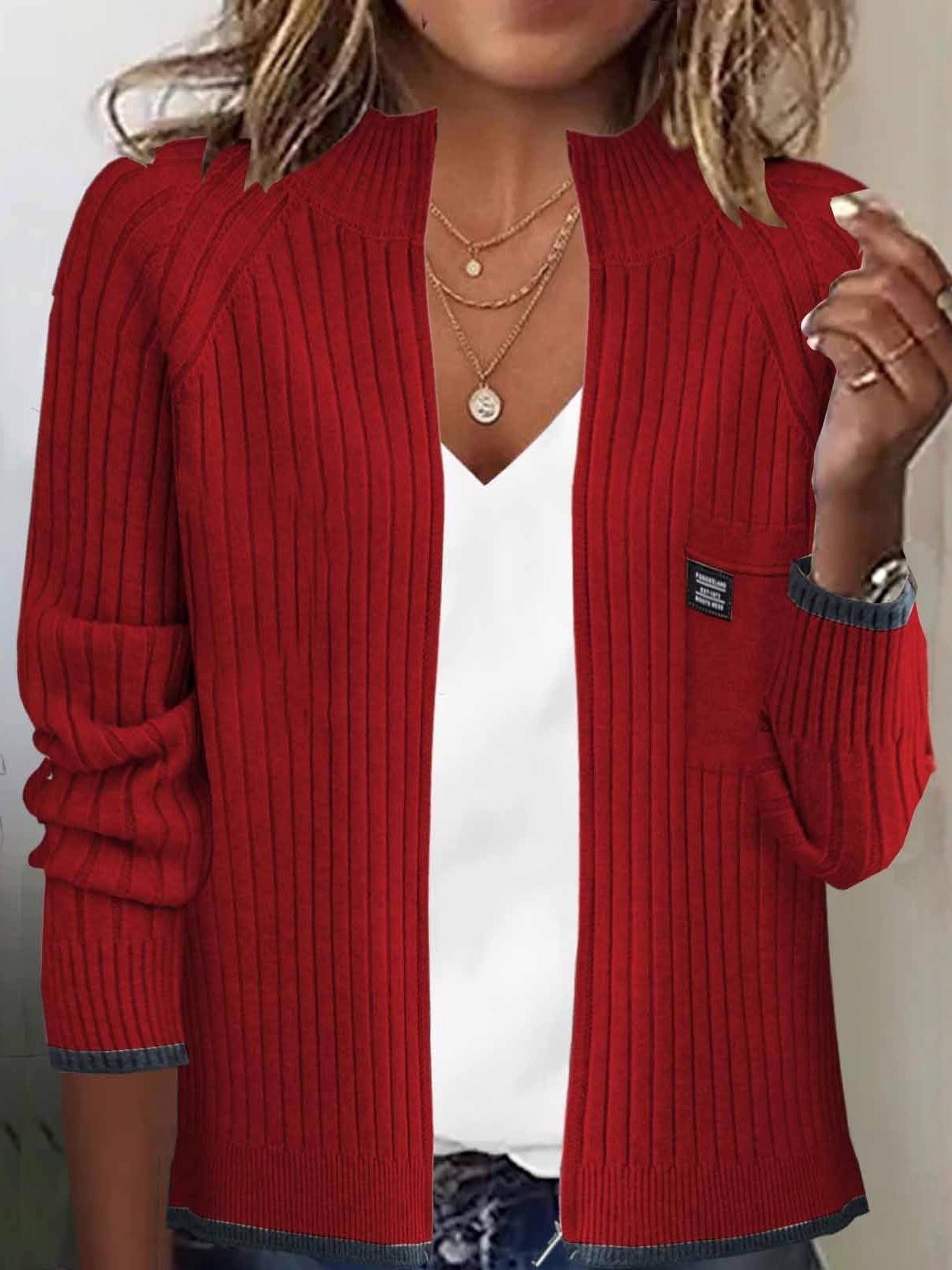 Women's Elegant Knitted Cardigan Jacket Long Sleeve Casual Zipper Sweater