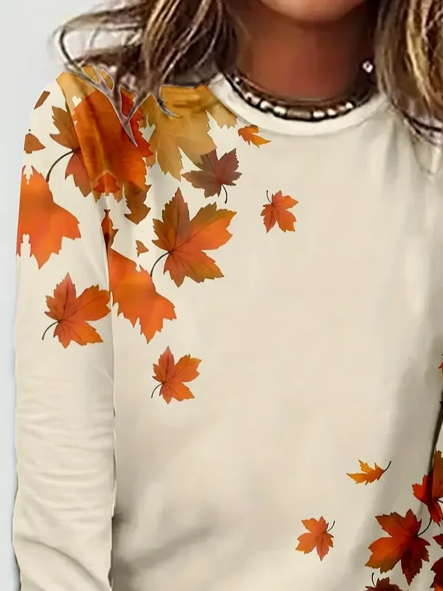 Regular Women's Casual Commuter Round Neck Long Sleeve T-Shirt