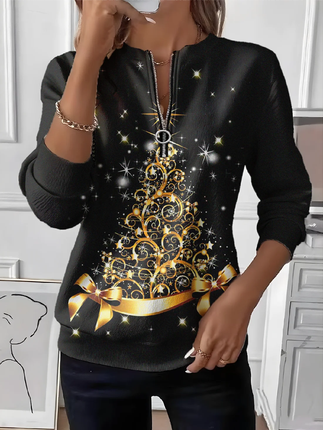 Christmas Tree Vintage Loose Crew Neck Sweater