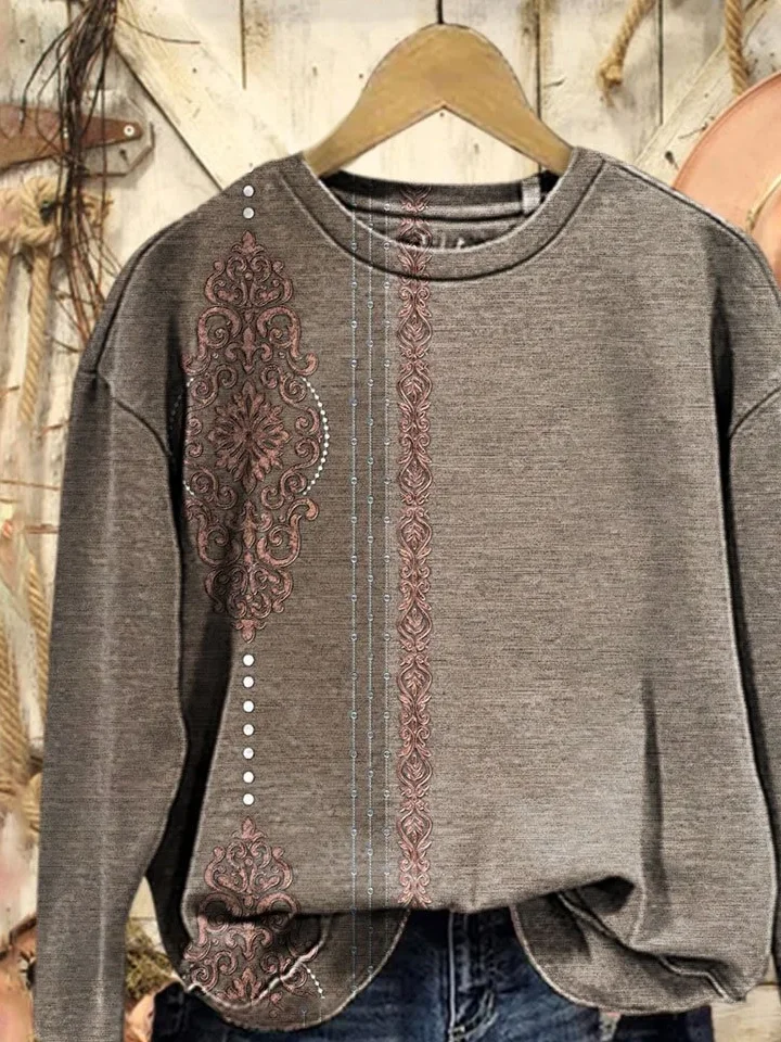 Loose Printing Ethnic Casual Sweatshirt