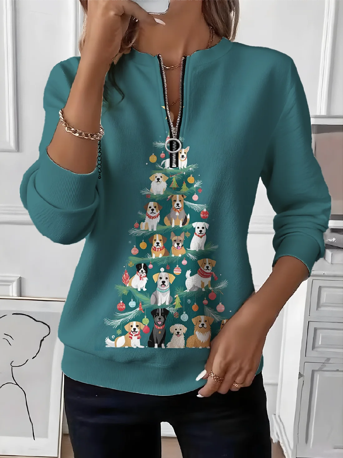 Christmas Tree Vintage Loose Crew Neck Sweater