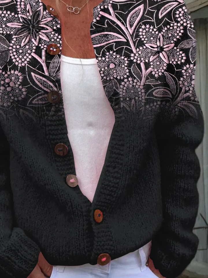 Crew Neck Knitted Loose Vintage Cardigan