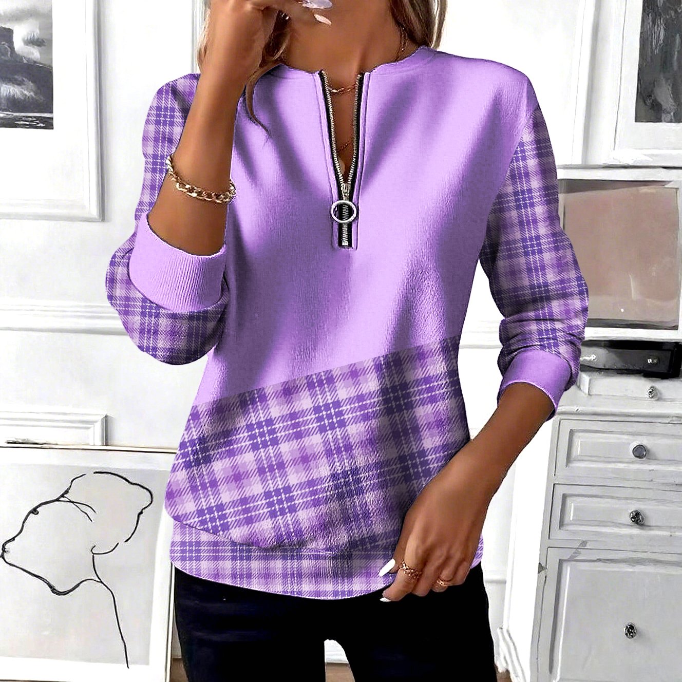 Casual Regular Fit Stand Collar Sweatshirt