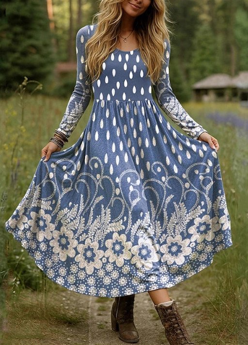 V Neck Regular Fit Cotton Casual Dress With No