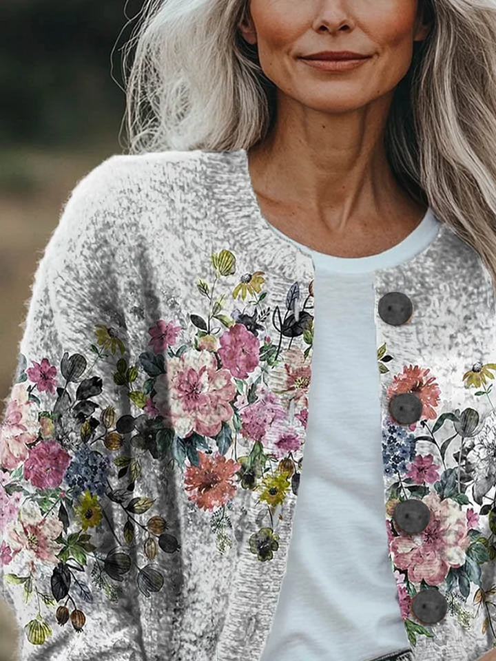 Women's Floral Print Casual Autumn Cardigan