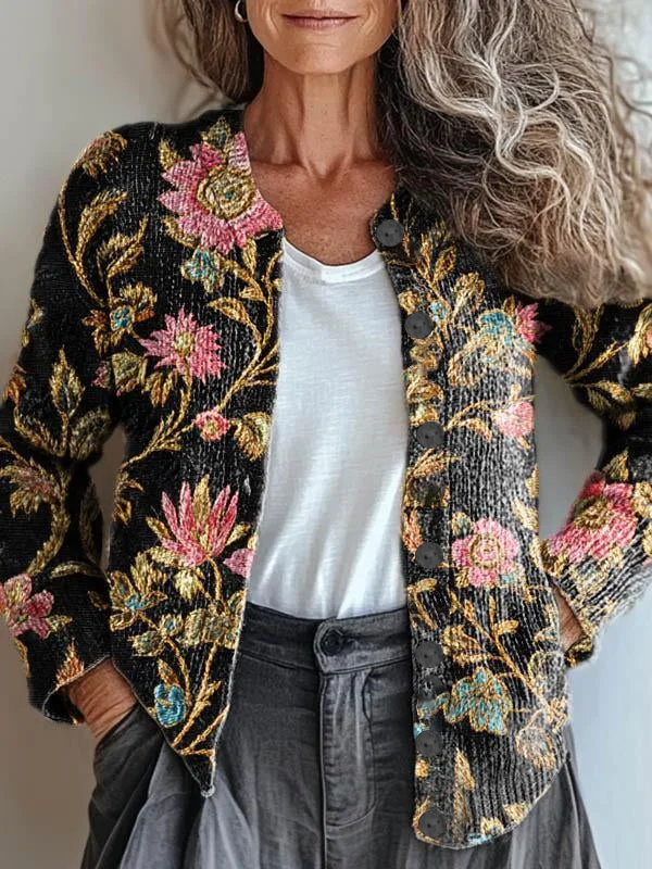 Women's Floral Print Casual Autumn Cardigan