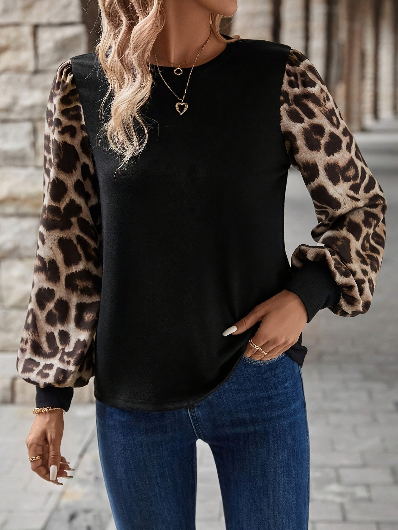 Crew Neck Color Block Cotton Casual T-Shirt
