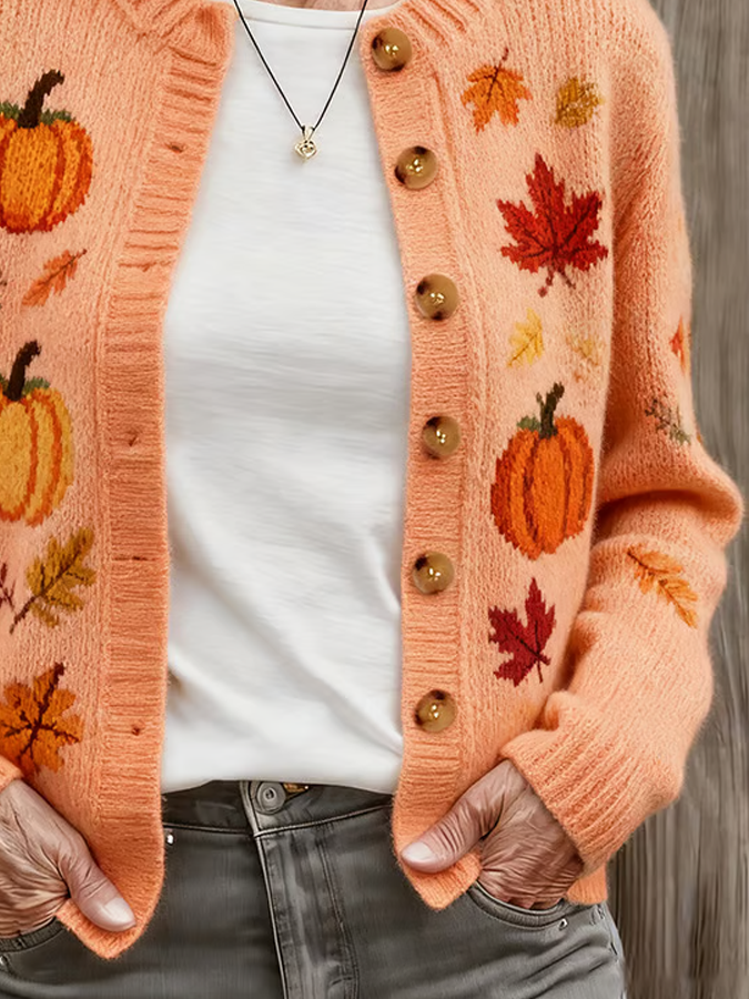 Wool/Knitting Casual Stand Collar Cardigan