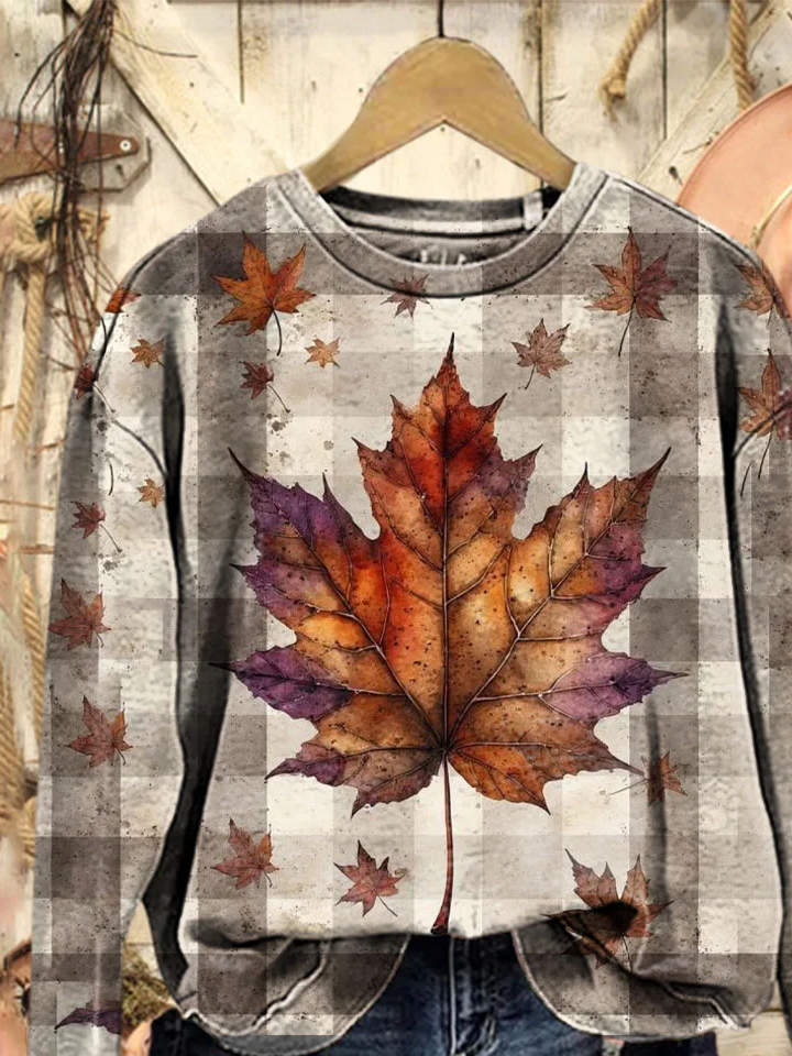 Loose Maple Leaf Casual Sweatshirt