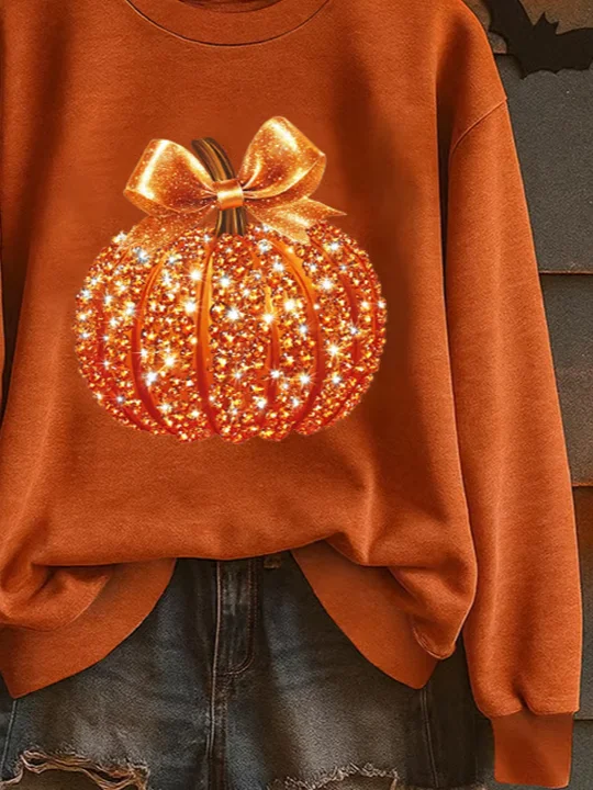 Printing Casual Crew Neck Halloween Sweatshirt