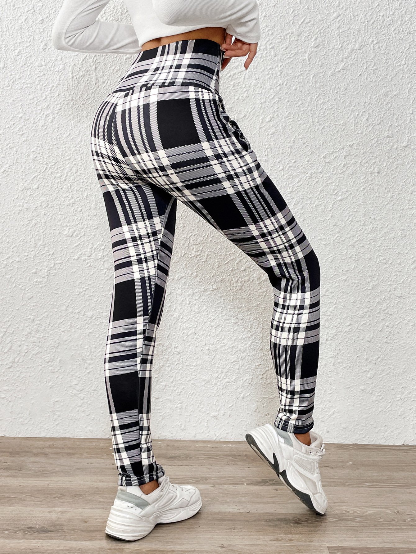 Printing Casual Plaid Extra Thick Lambskin Printed Leggings for Women Winter Plus Velvet Thickened Outerwear Pockets High Waist Warm Cotton Leggings