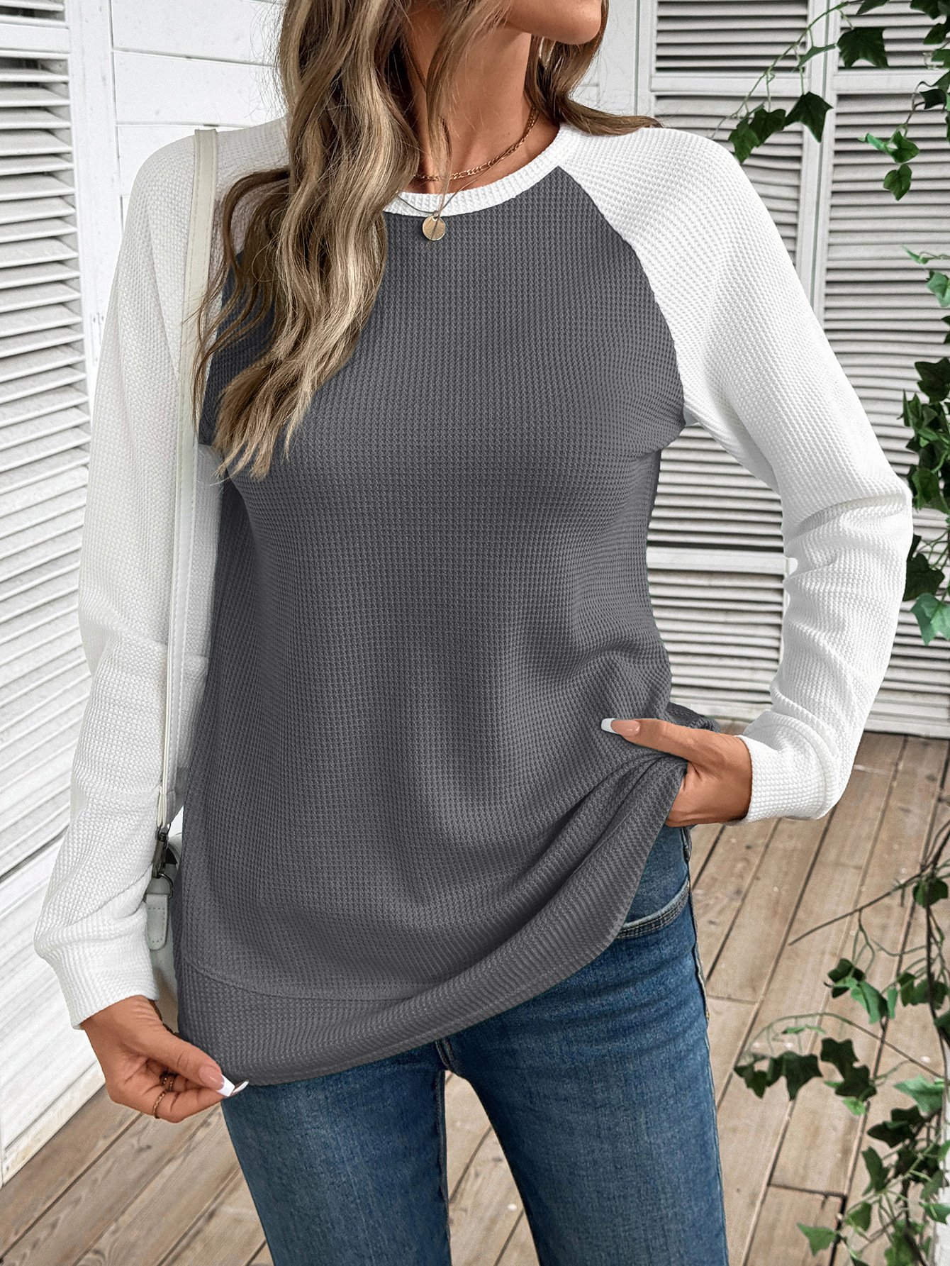 Color Block Crew Neck Casual Cotton T-Shirt