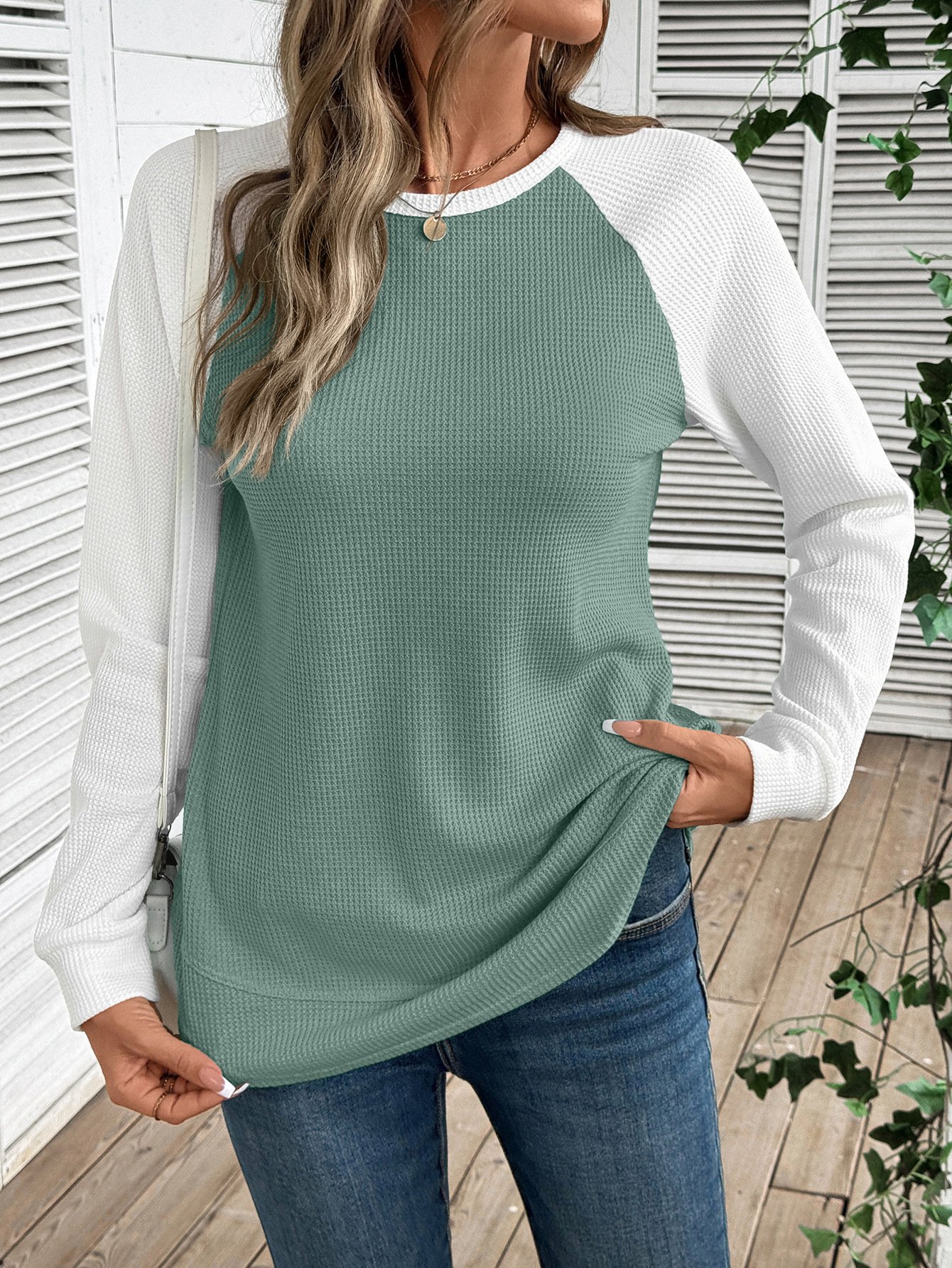 Color Block Crew Neck Casual Cotton T-Shirt