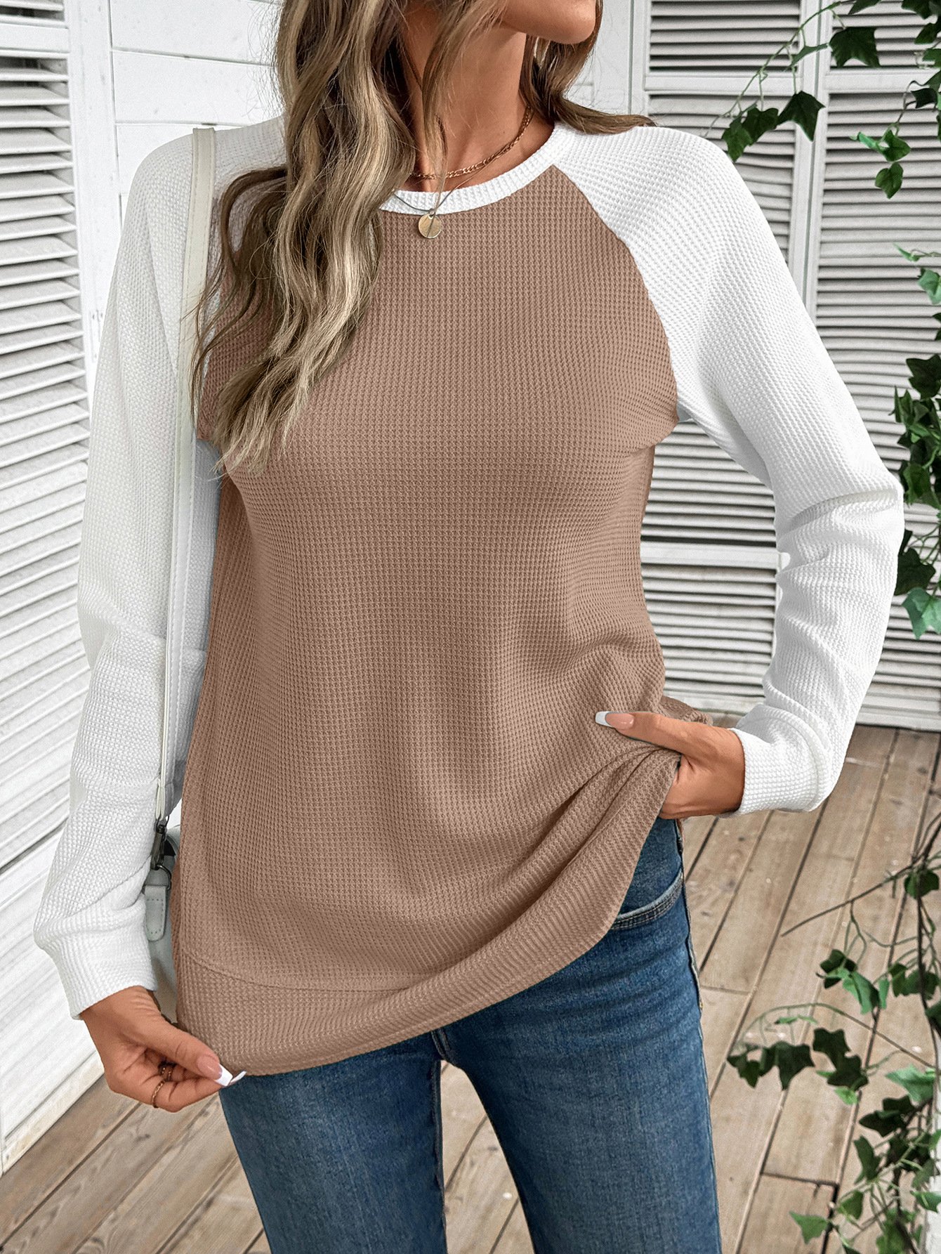 Color Block Crew Neck Casual Cotton T-Shirt